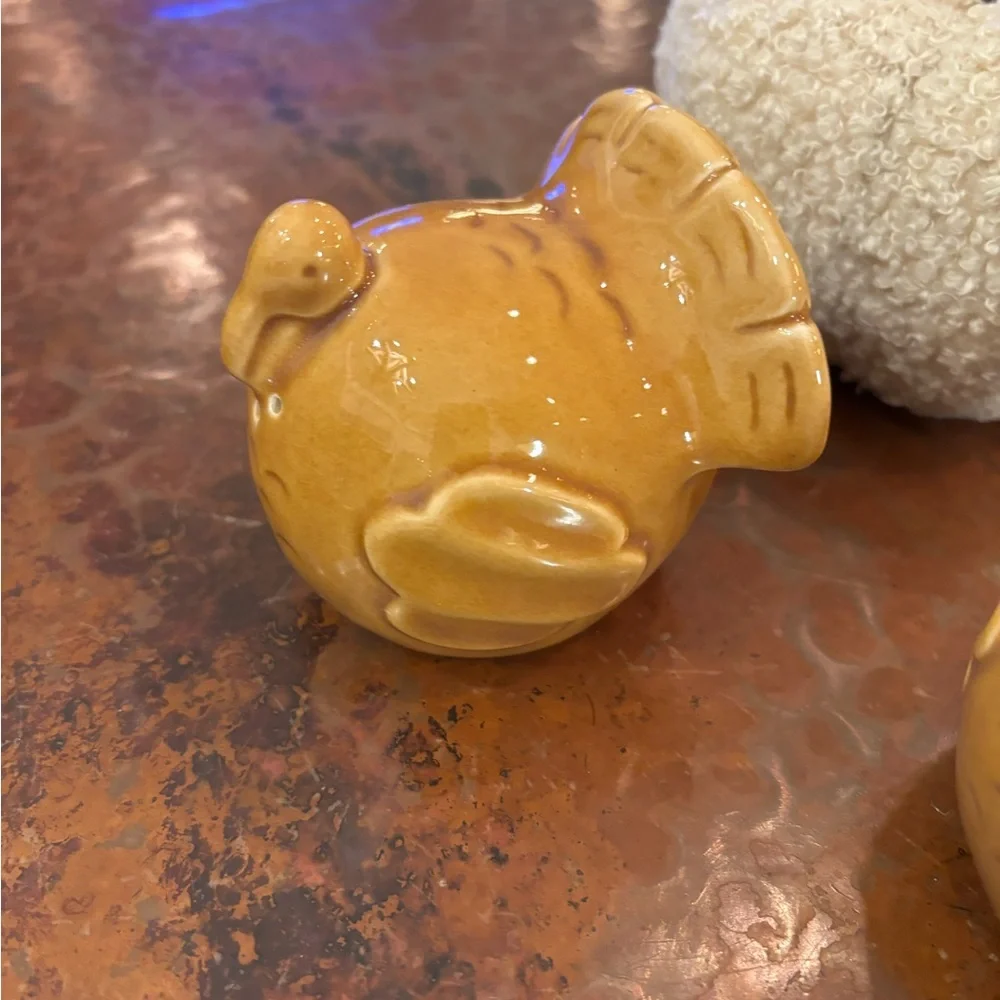 Pottery Barn Golden Ceramic Turkey Salt & Pepper Set